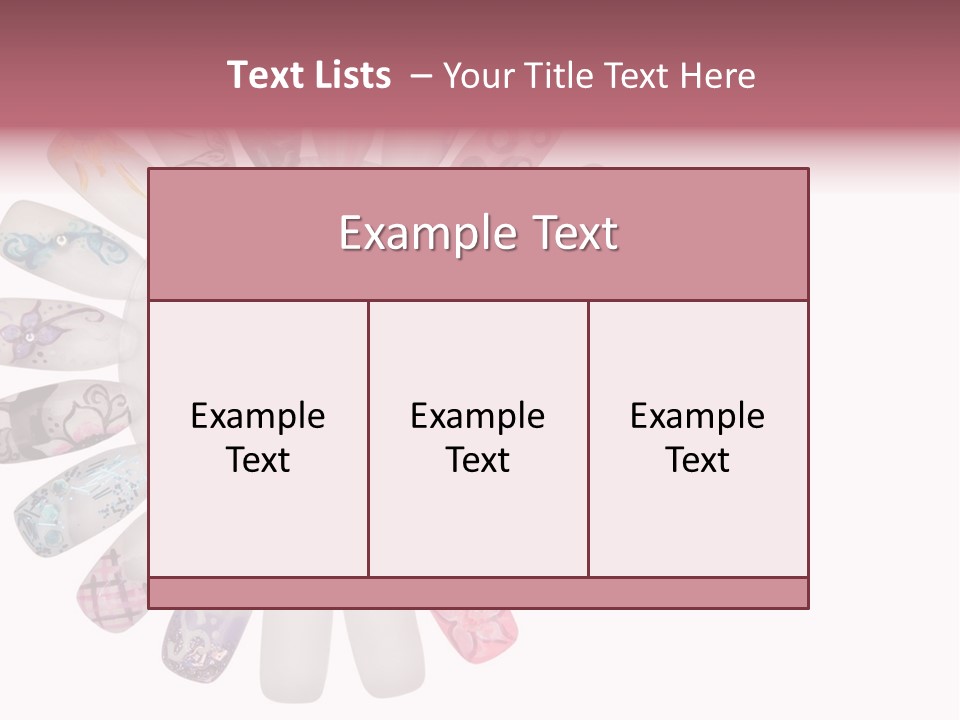 A Circle Of Nails With Different Designs On Them PowerPoint Template