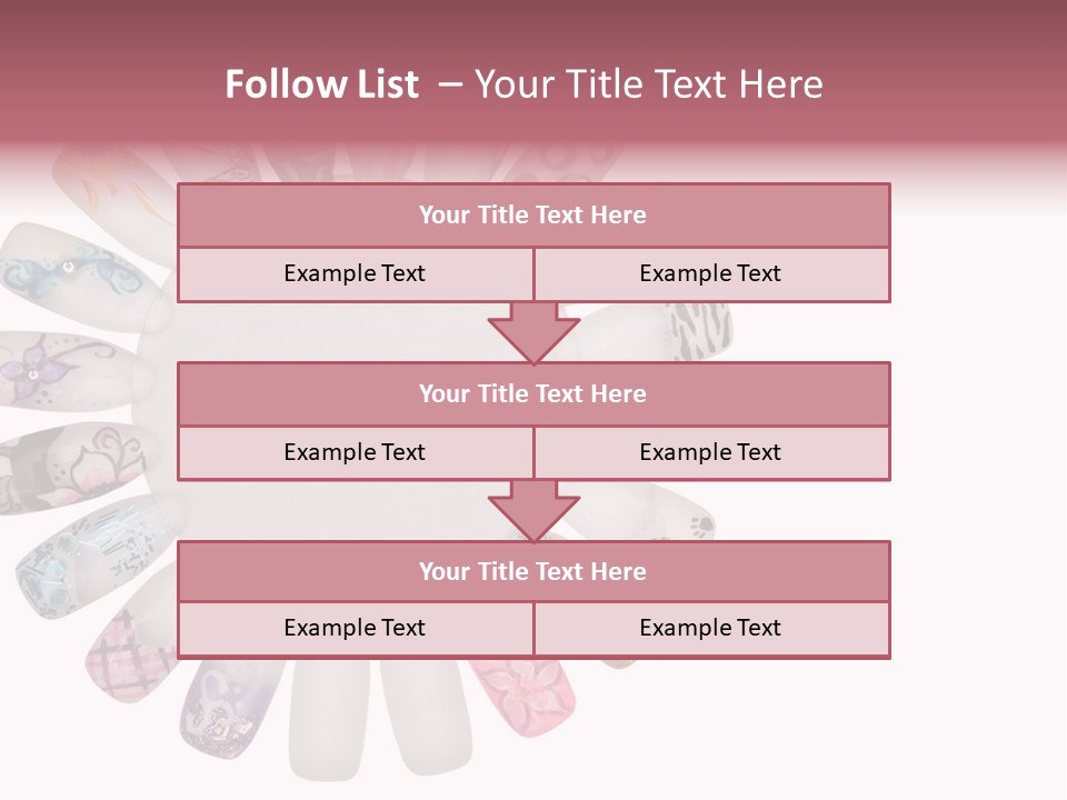 A Circle Of Nails With Different Designs On Them PowerPoint Template