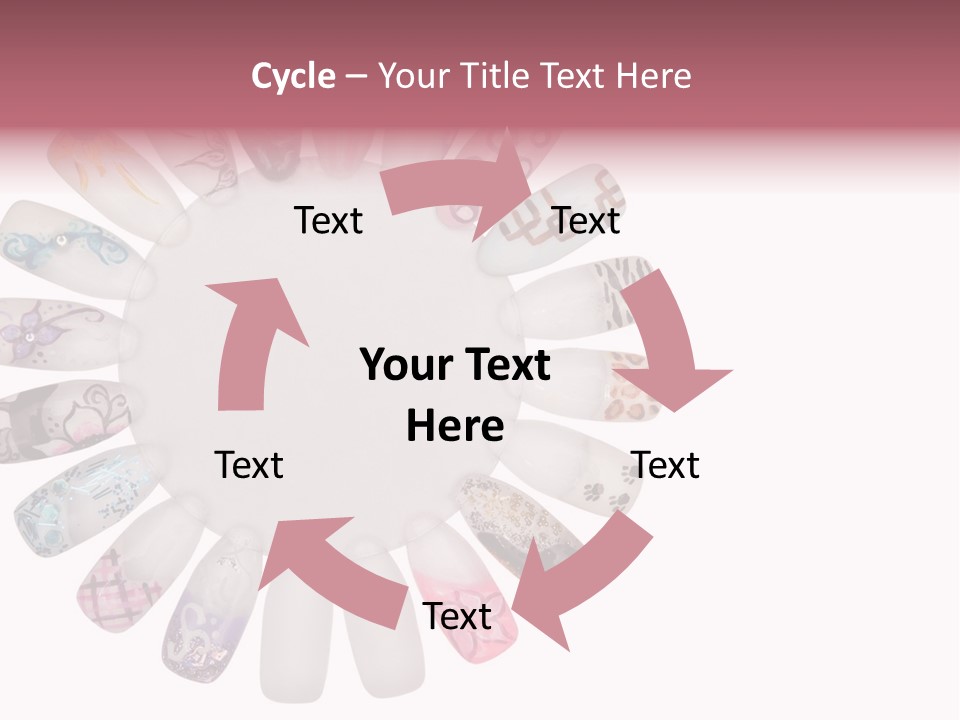 A Circle Of Nails With Different Designs On Them PowerPoint Template