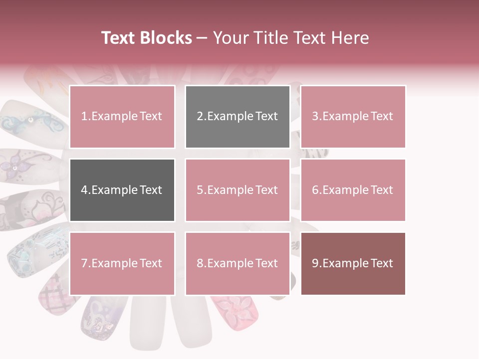 A Circle Of Nails With Different Designs On Them PowerPoint Template