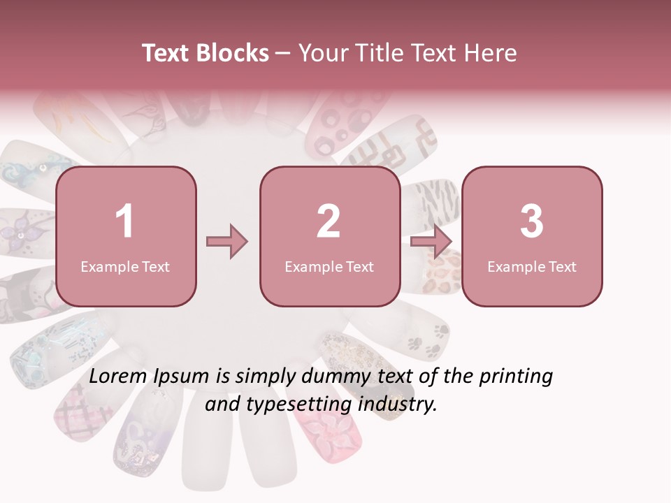 A Circle Of Nails With Different Designs On Them PowerPoint Template