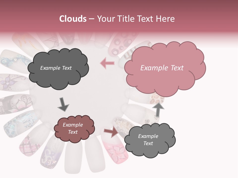 A Circle Of Nails With Different Designs On Them PowerPoint Template