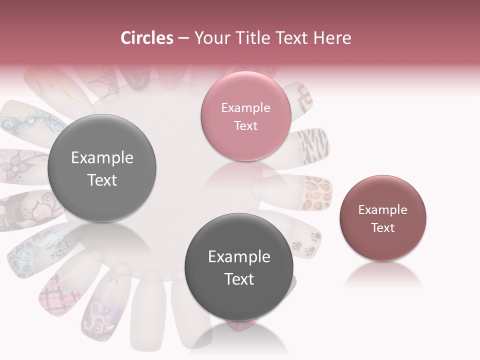 A Circle Of Nails With Different Designs On Them PowerPoint Template