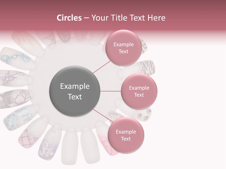A Circle Of Nails With Different Designs On Them PowerPoint Template