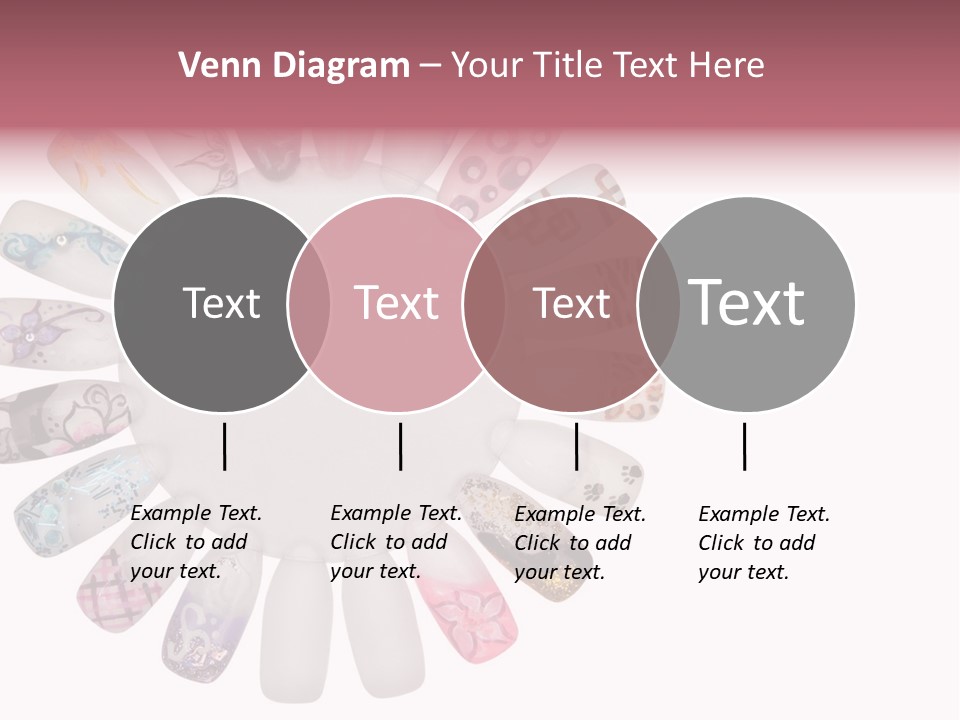 A Circle Of Nails With Different Designs On Them PowerPoint Template