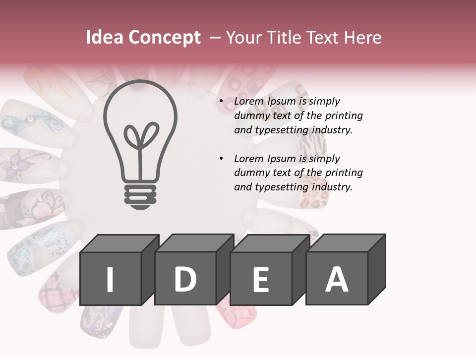A Circle Of Nails With Different Designs On Them PowerPoint Template