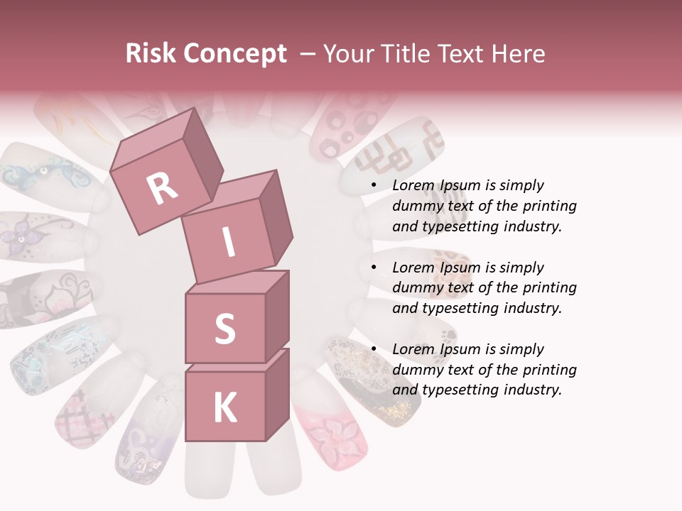 A Circle Of Nails With Different Designs On Them PowerPoint Template