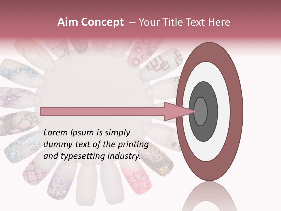 A Circle Of Nails With Different Designs On Them PowerPoint Template