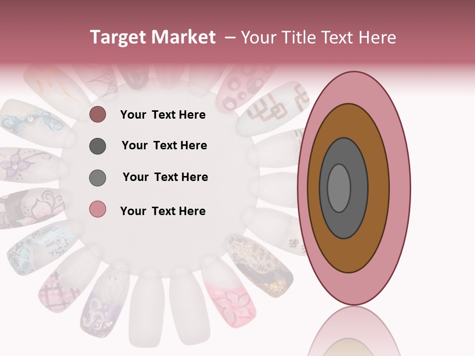 A Circle Of Nails With Different Designs On Them PowerPoint Template