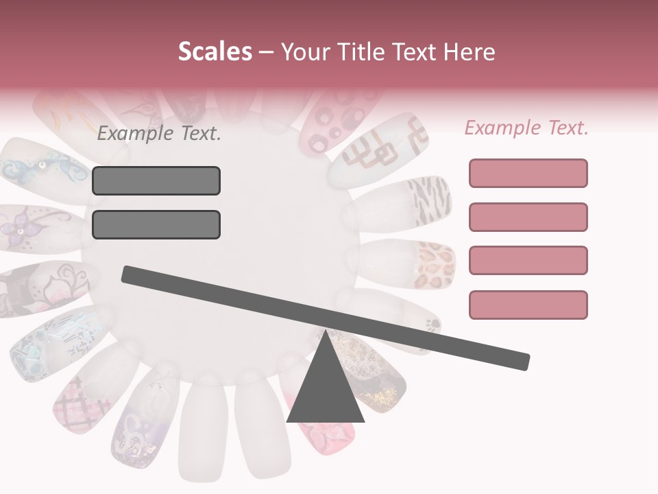 A Circle Of Nails With Different Designs On Them PowerPoint Template