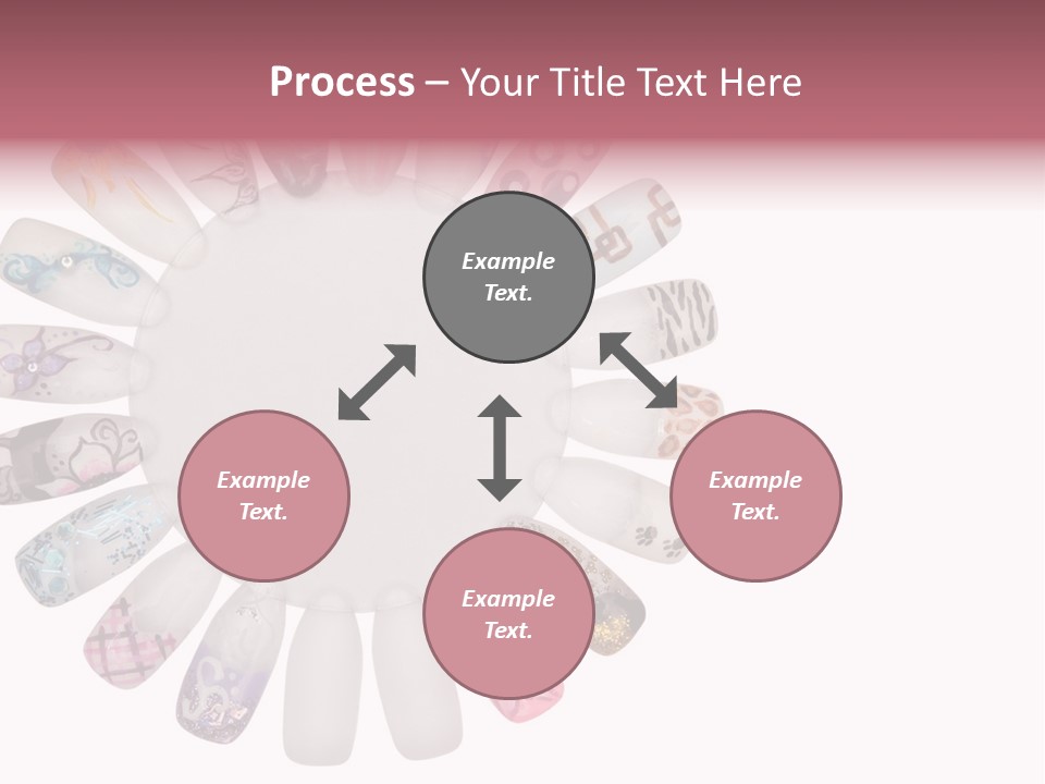 A Circle Of Nails With Different Designs On Them PowerPoint Template