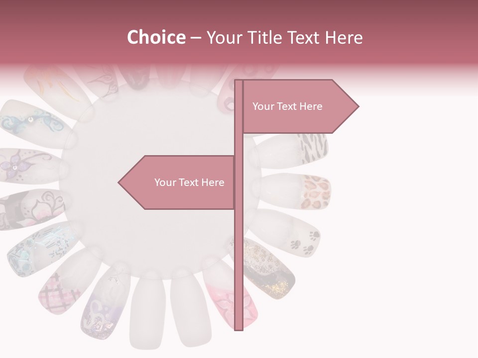A Circle Of Nails With Different Designs On Them PowerPoint Template