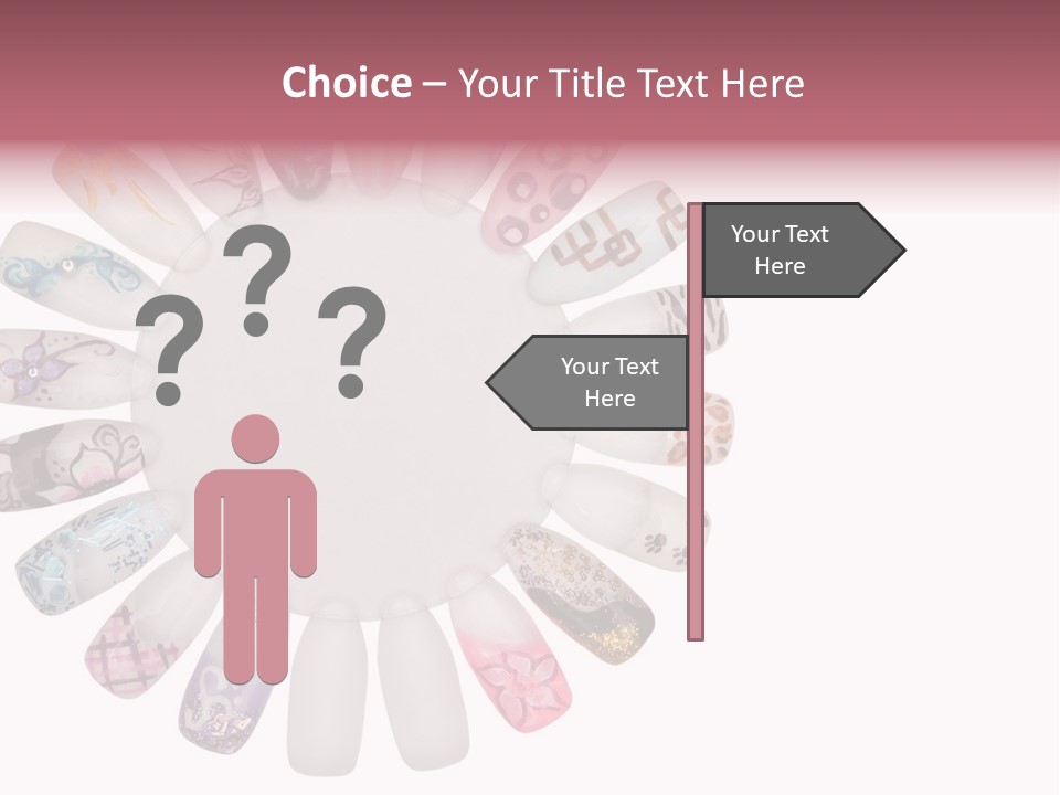 A Circle Of Nails With Different Designs On Them PowerPoint Template