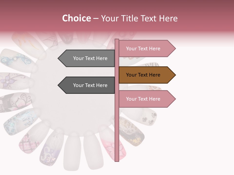 A Circle Of Nails With Different Designs On Them PowerPoint Template