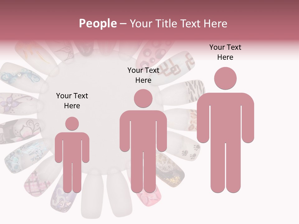 A Circle Of Nails With Different Designs On Them PowerPoint Template