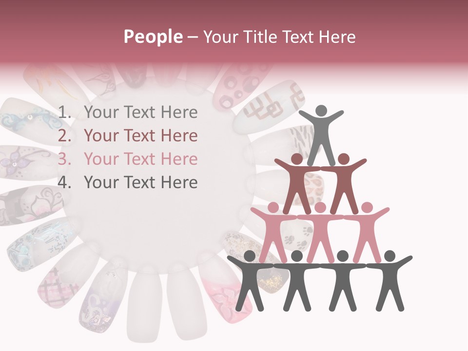 A Circle Of Nails With Different Designs On Them PowerPoint Template