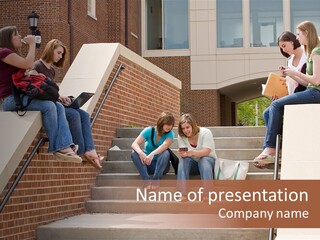 Teen Laptop Studying PowerPoint Template