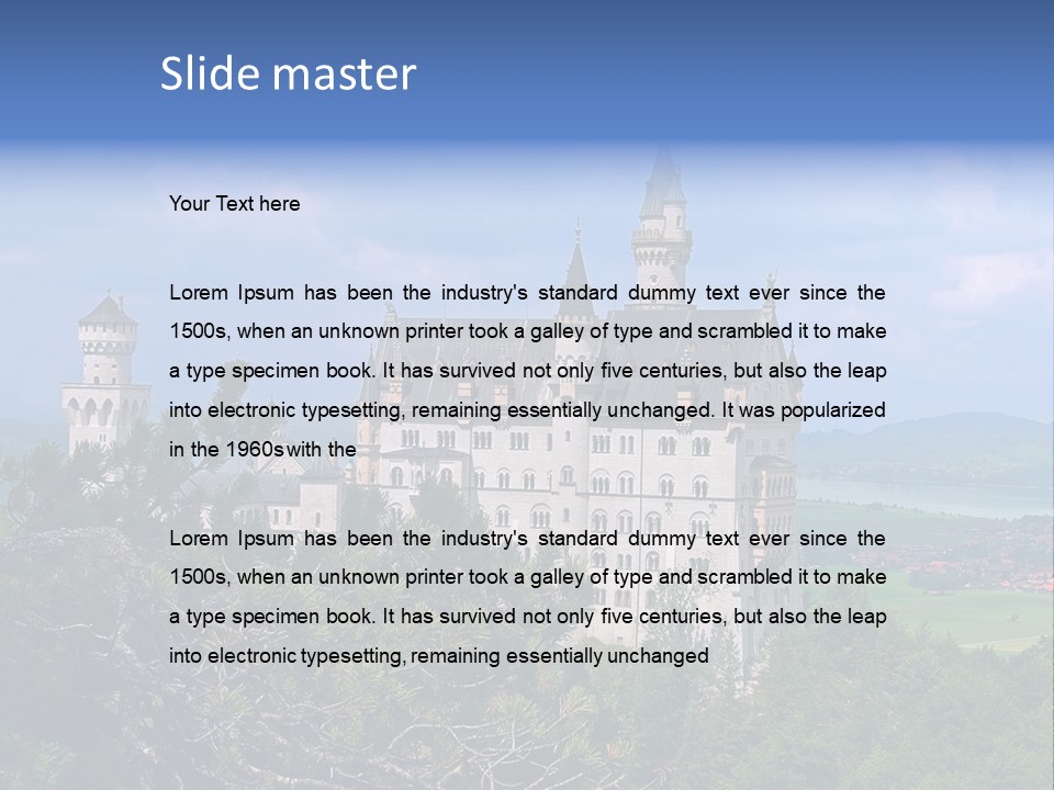 A Castle Is Shown With Trees In Front Of It PowerPoint Template