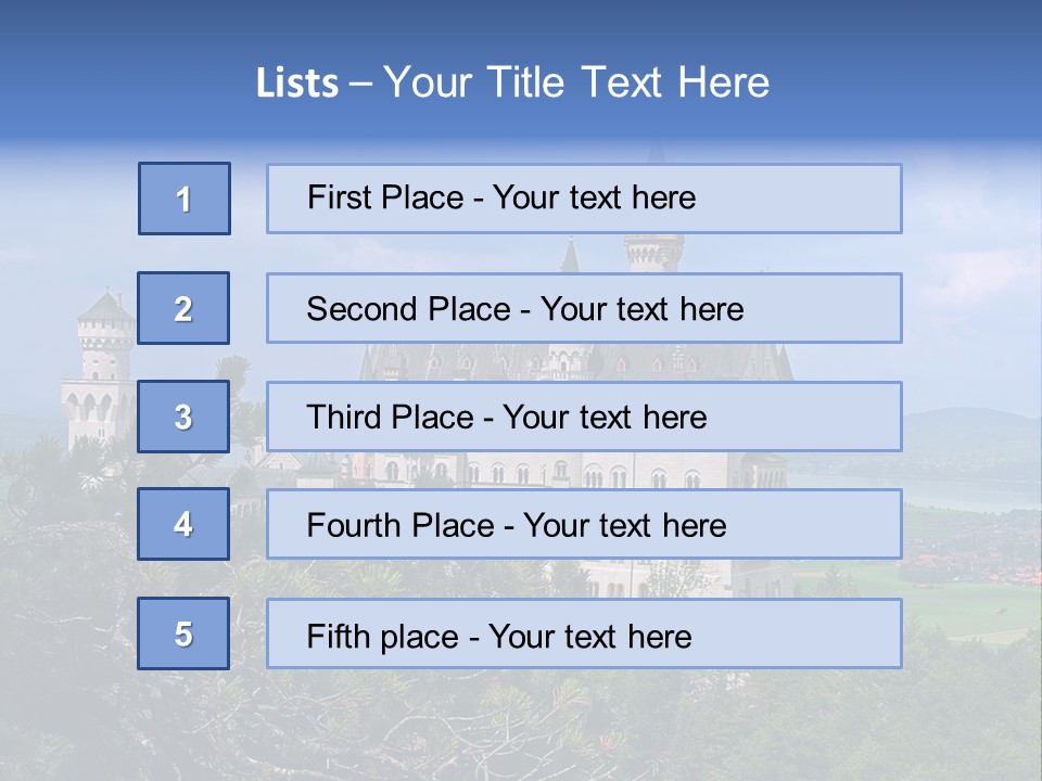 A Castle Is Shown With Trees In Front Of It PowerPoint Template