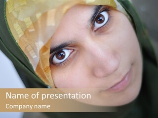 Moslem Face Headscarf PowerPoint Template