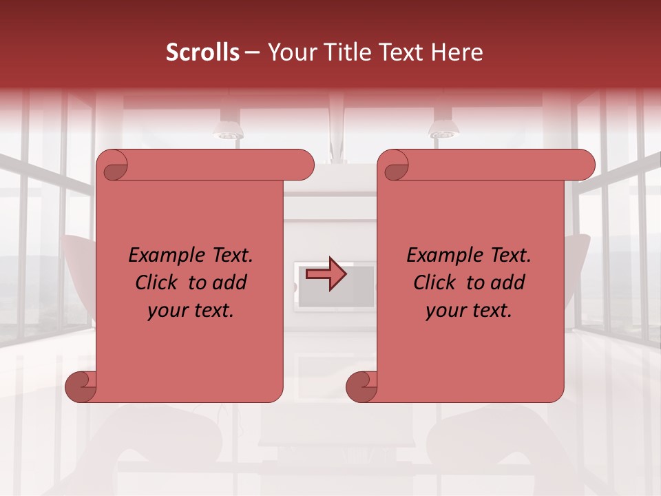 A Living Room With Two Chairs And A Fireplace PowerPoint Template