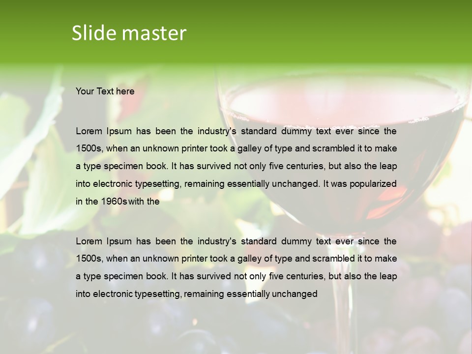A Glass Of Red Wine Next To A Bunch Of Grapes PowerPoint Template