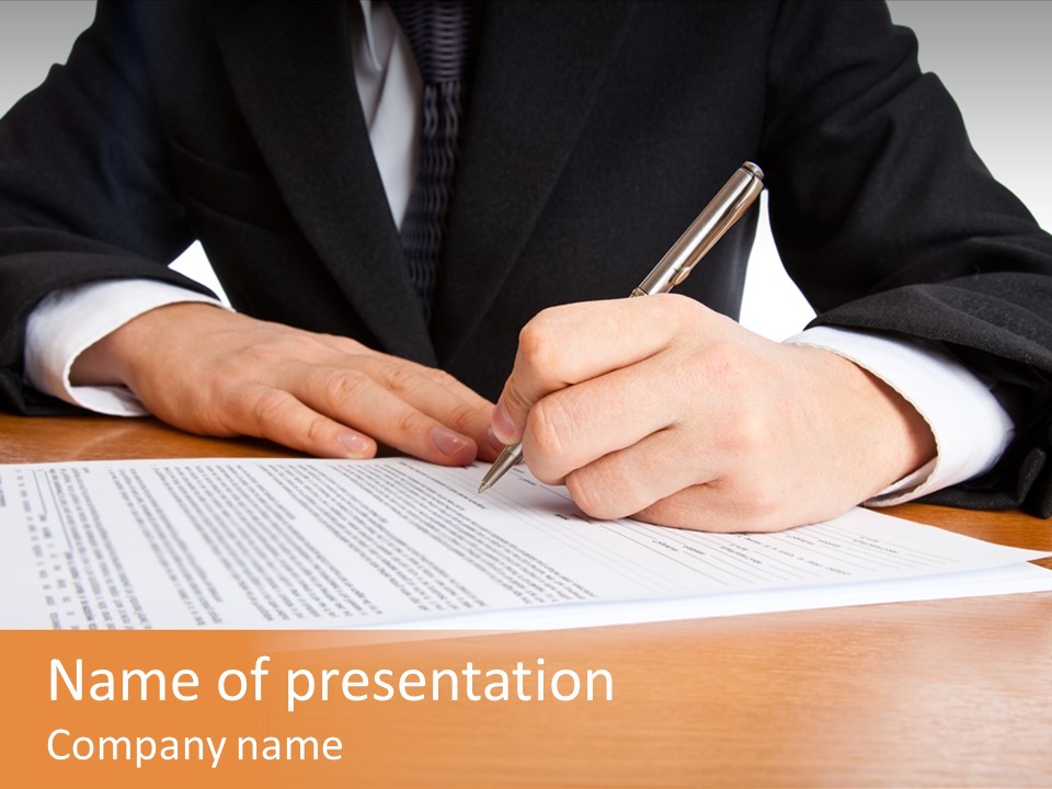 Business People Pen PowerPoint Template