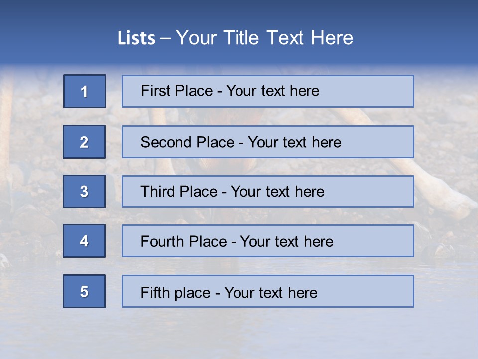 Two Giraffes Drinking Water From A Body Of Water PowerPoint Template