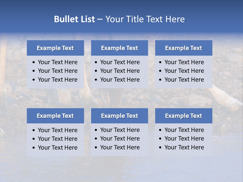 Two Giraffes Drinking Water From A Body Of Water PowerPoint Template