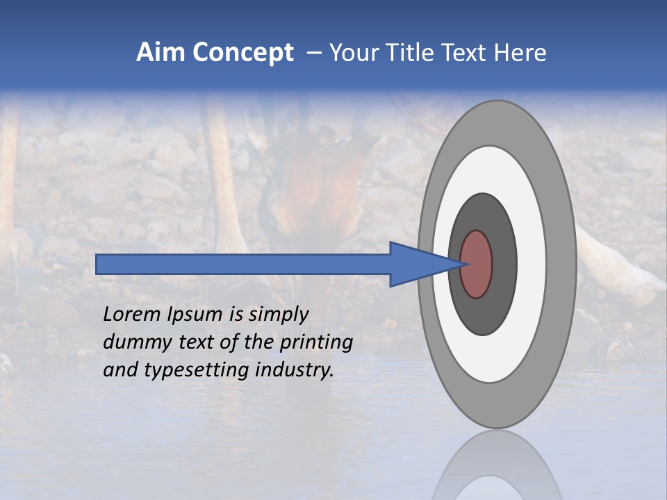 Two Giraffes Drinking Water From A Body Of Water PowerPoint Template