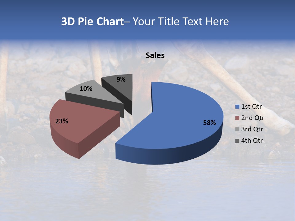 Two Giraffes Drinking Water From A Body Of Water PowerPoint Template