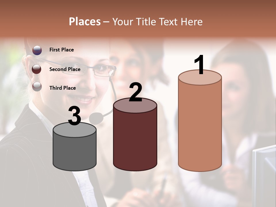 A Woman With A Headset Is Smiling For The Camera PowerPoint Template