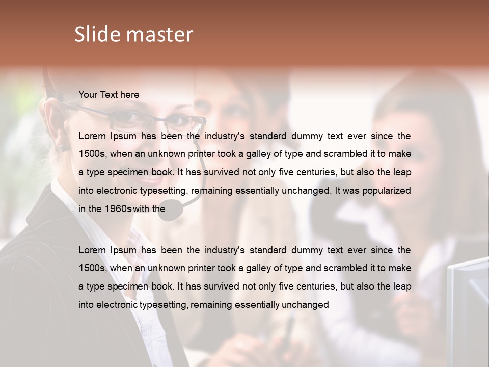 A Woman With A Headset Is Smiling For The Camera PowerPoint Template