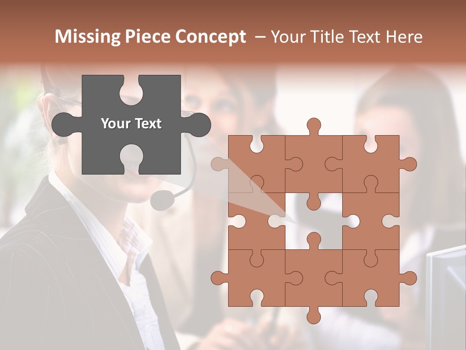 A Woman With A Headset Is Smiling For The Camera PowerPoint Template