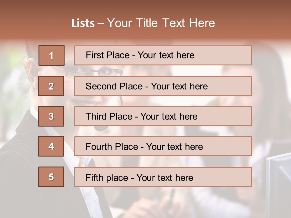 A Woman With A Headset Is Smiling For The Camera PowerPoint Template