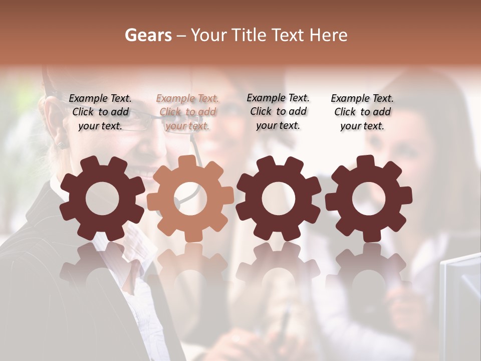 A Woman With A Headset Is Smiling For The Camera PowerPoint Template