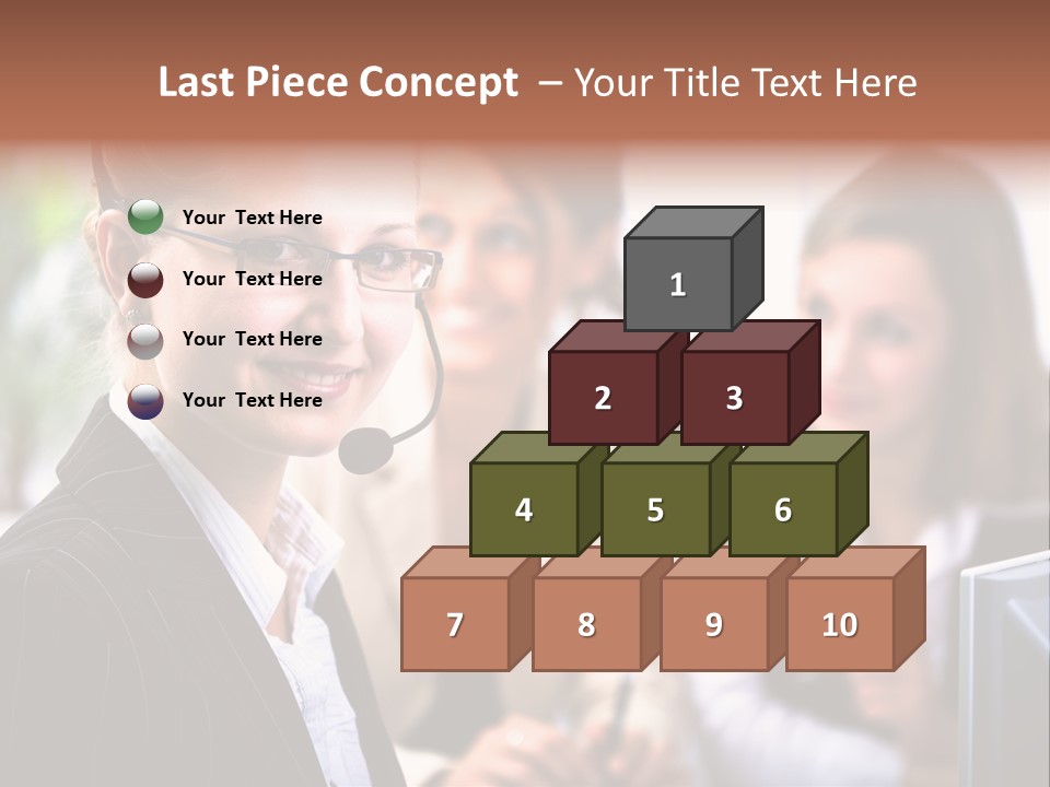 A Woman With A Headset Is Smiling For The Camera PowerPoint Template