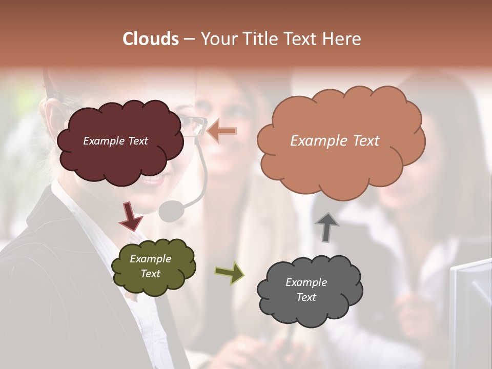 A Woman With A Headset Is Smiling For The Camera PowerPoint Template