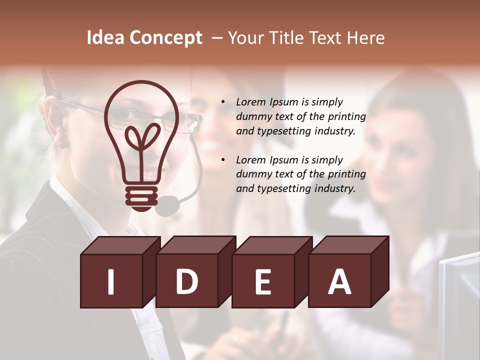 A Woman With A Headset Is Smiling For The Camera PowerPoint Template