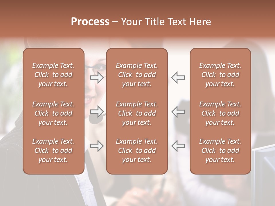 A Woman With A Headset Is Smiling For The Camera PowerPoint Template