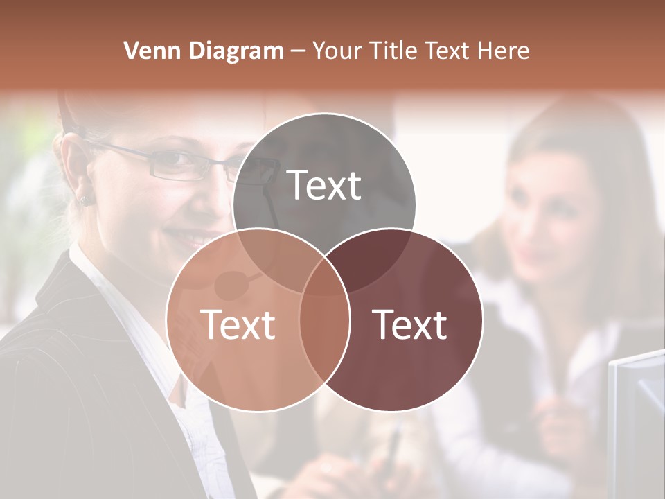 A Woman With A Headset Is Smiling For The Camera PowerPoint Template