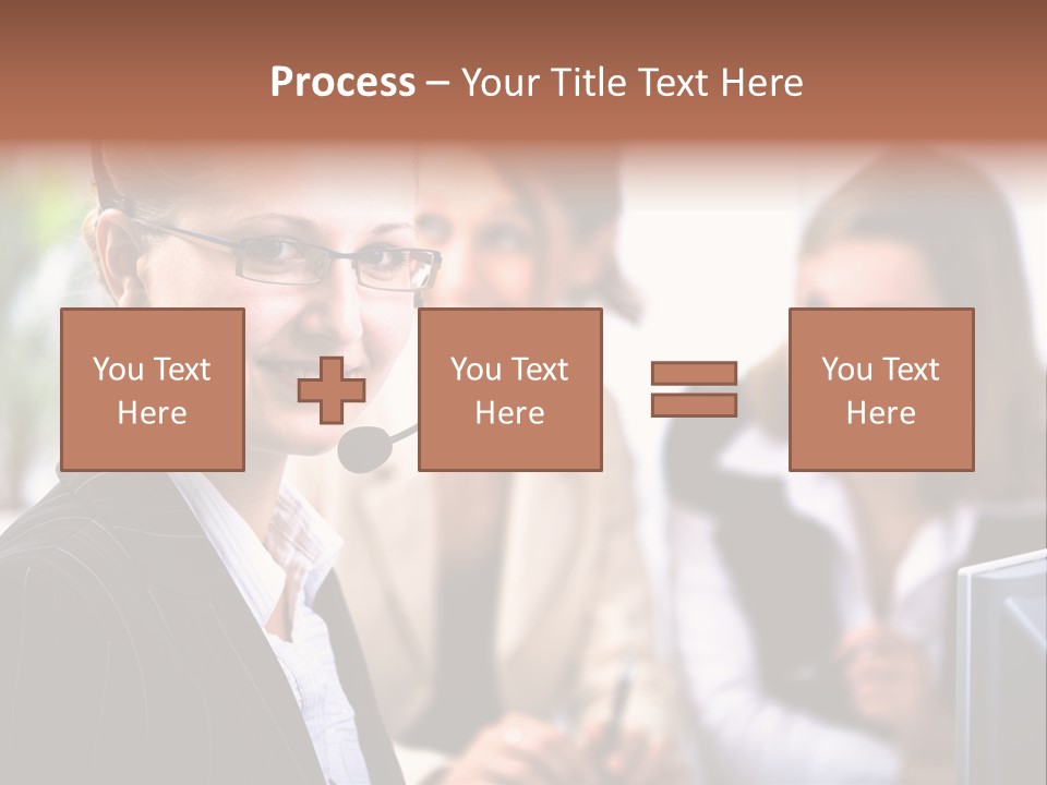 A Woman With A Headset Is Smiling For The Camera PowerPoint Template