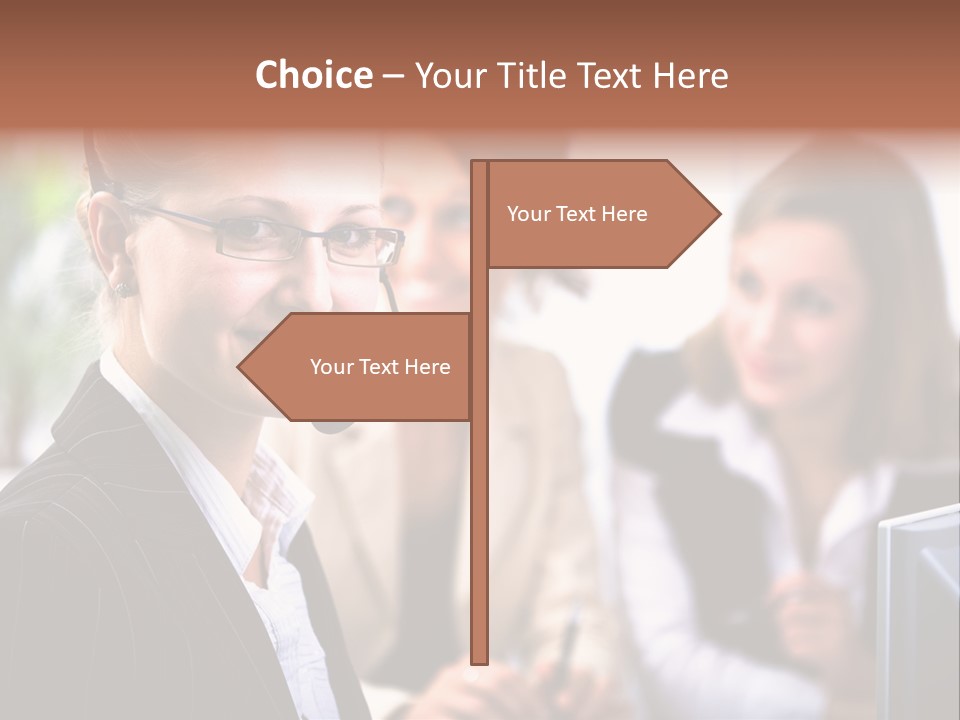 A Woman With A Headset Is Smiling For The Camera PowerPoint Template