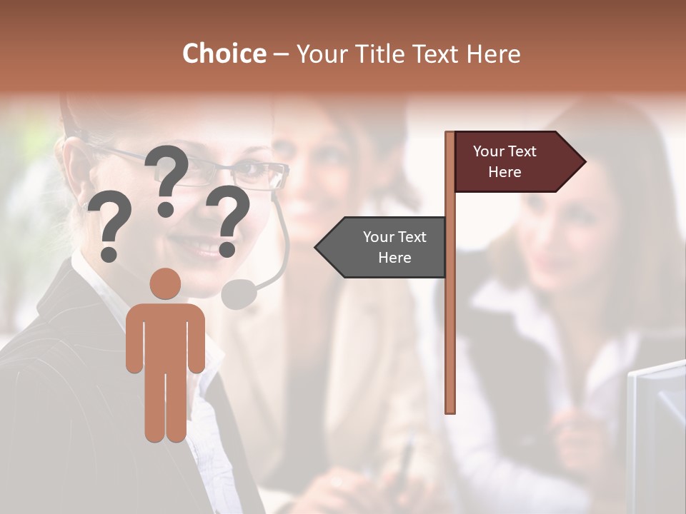 A Woman With A Headset Is Smiling For The Camera PowerPoint Template