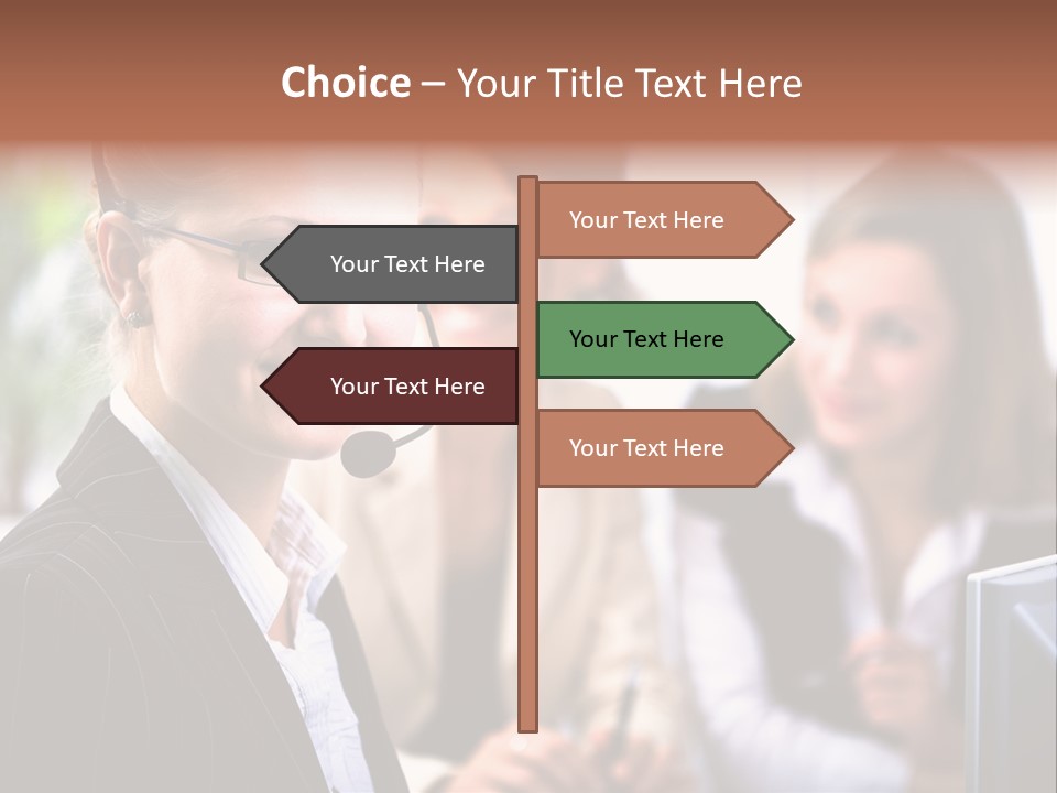 A Woman With A Headset Is Smiling For The Camera PowerPoint Template