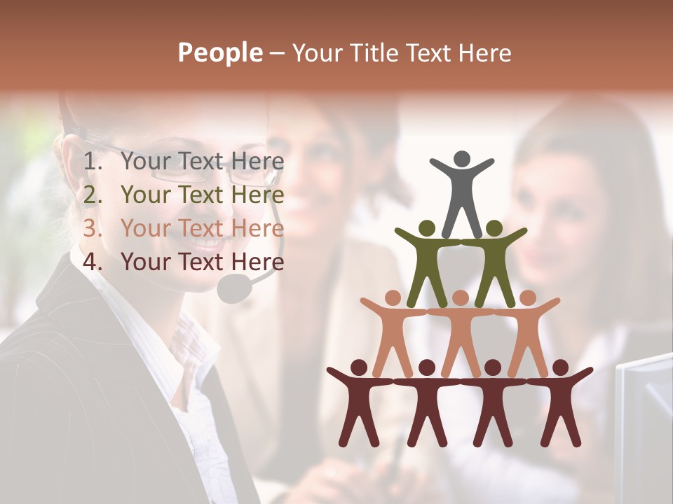 A Woman With A Headset Is Smiling For The Camera PowerPoint Template