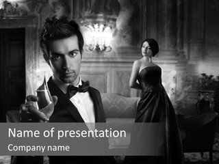 Boy Champagne Girl PowerPoint Template