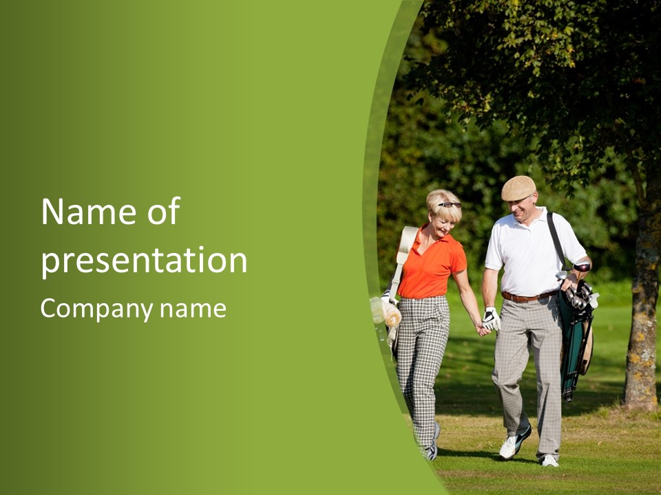 A Man And A Woman Walking In The Grass PowerPoint Template