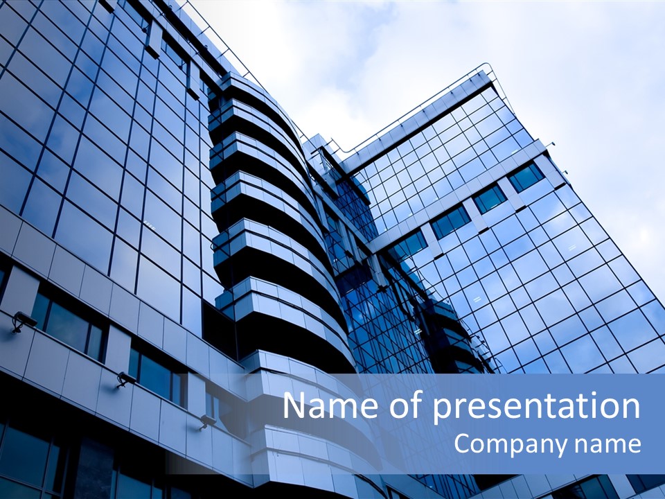 A Tall Building With A Blue Sky In The Background PowerPoint Template