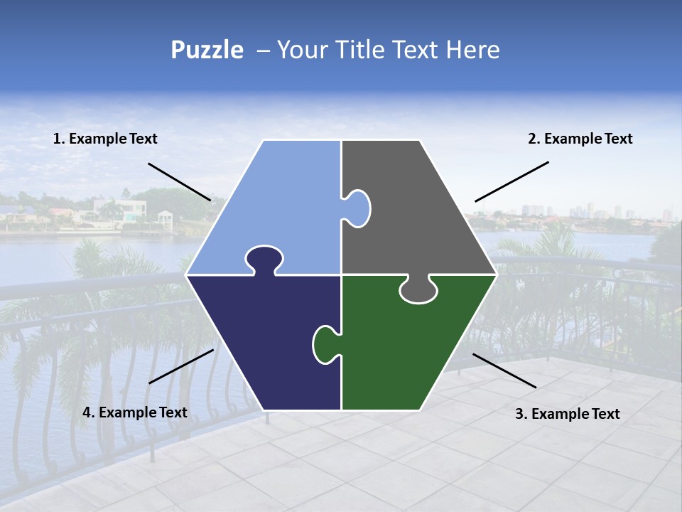 A Balcony Overlooking A Body Of Water With Palm Trees PowerPoint Template